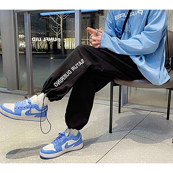 Quần Nam Ống Rộng Chất Nỉ Thêu Chữ Sịn Sò Form Rộng Có Dây Rút Mặc Đẹp Co Giãn Tốt Thoải Mái NEW UNISEX