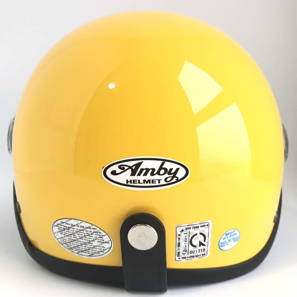 Mũ bảo hiểm cao cấp Amby A33K kính trong suốt chống lóa bảo hành 12 tháng màu vàng bóng