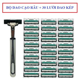 COMBO DAO CẠO RÂU TẶNG KÈM 30 LƯỠI DAO KÉP + TUYP KEM CẠO RÂU