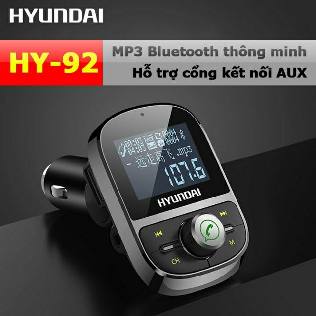 Tẩu nghe nhạc trên ô tô MP3 Bluetooth thông minh Hyundai HY-92 có màn hình hiển thị HY92 - PT