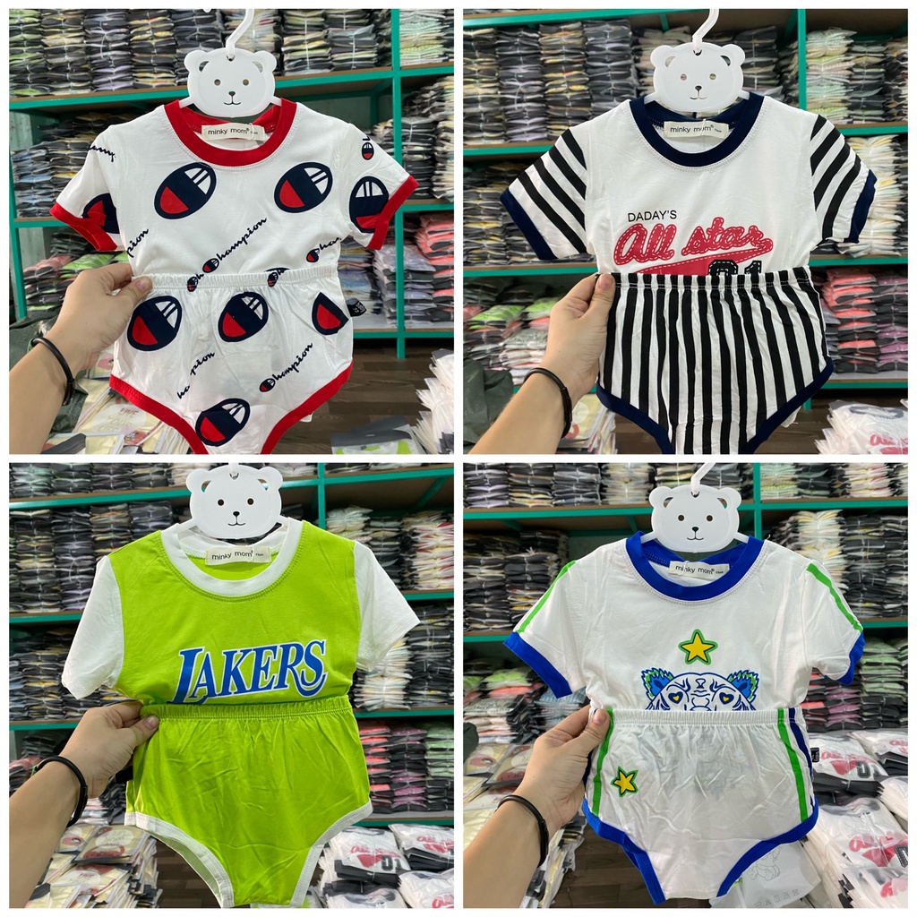[Bé:4-17kg] Bộ Áo Ngắn Tay Quần Chip Minky Mom, Vải Thun Lạnh Thoáng Mát Dáng Màu Thể Thao Cho Bé trai,gái-Mã: TN-IN119
