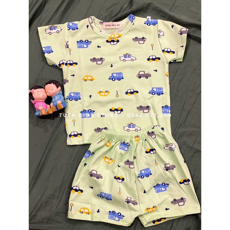 Bộ quần áo cotton cộc tay Minky Mom in hình Oto bé Trai bé Gái