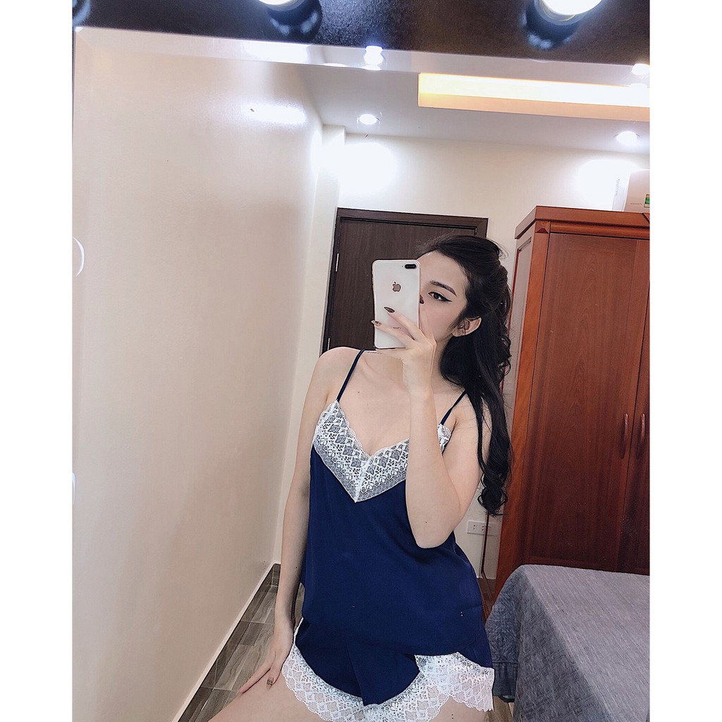 Bộ ngủ lụa 2 dây cao cấp viền ren gợi cảm - BN020 | BigBuy360 - bigbuy360.vn