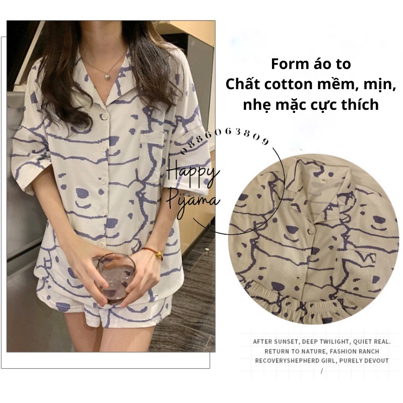 Bộ ngủ Pijama Cotton Hình Gấu CỰC HOT Hai Màu Xanh, Trắng | BigBuy360 - bigbuy360.vn