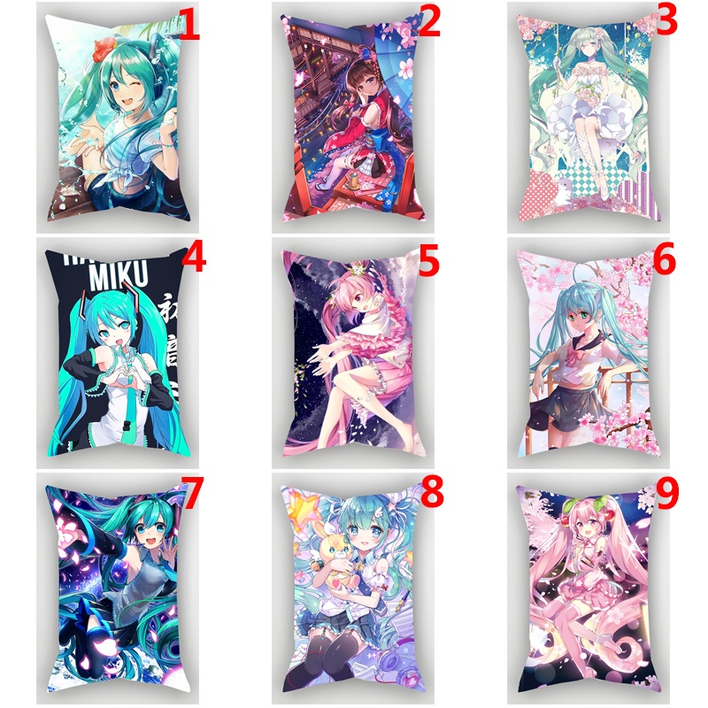 Vỏ Gối Hình Chữ Nhật In Hình Hatsune Miku Phong Cách Nhật Bản Trang Trí Nhà Cửa