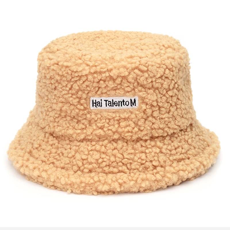 Mũ bucket vải len lông cừu ấm áp thời trang cho nữ