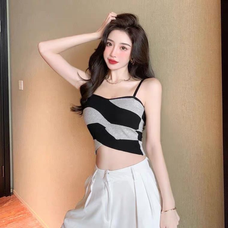 ❤️ Áo Bra Nữ Myna 2 Dây Mảnh Kẻ Sọc Dáng Lửng Có Đệm Ngực Trend Mới 1887 ❤️