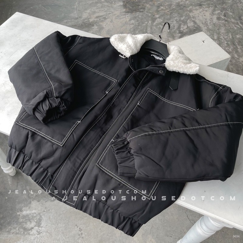 Áo khoác kaki chỉ trắng cổ lông 5634 | BigBuy360 - bigbuy360.vn