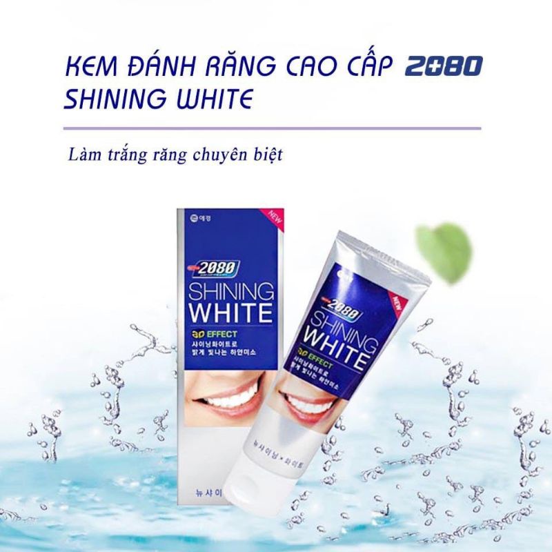 Kem đánh răng 2080 Shining White 3D Effect Hà Quốc, tẩy sạch và làm trắng răng hiệu quả - Soleil Home