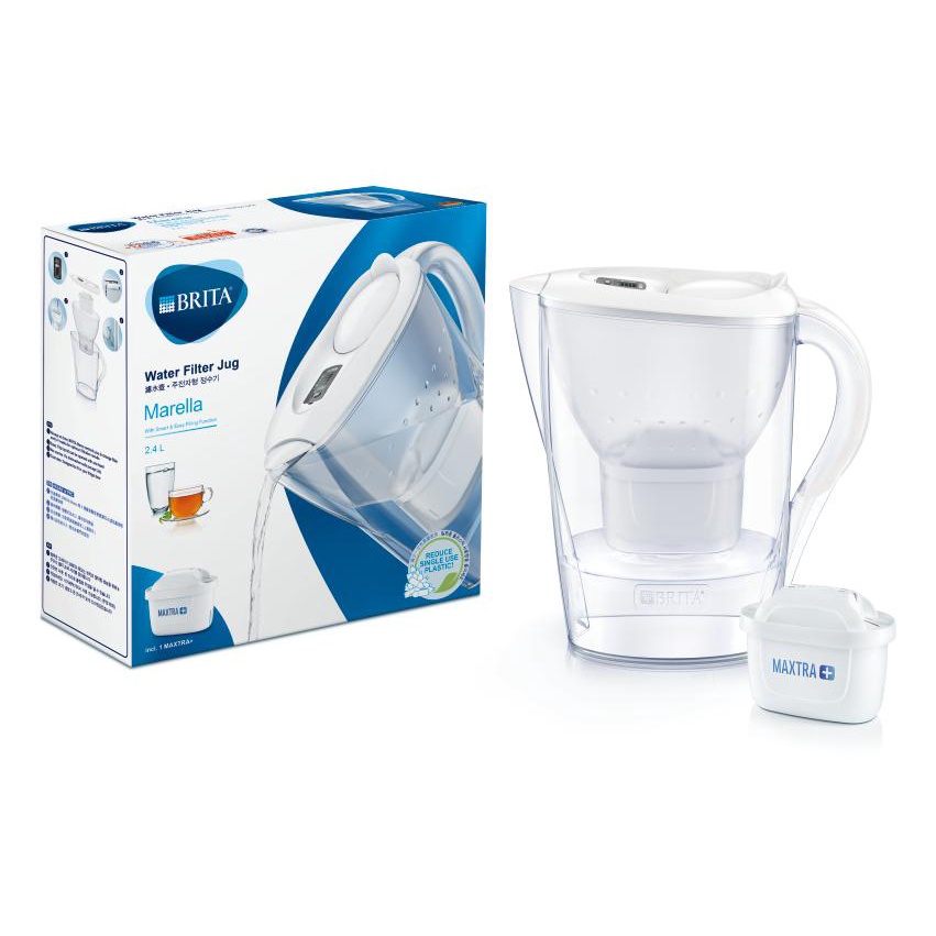 Bình lọc nước BRITA Marella Cool White - 2,4L (có sẵn 1 lõi lọc Maxtra Plus)