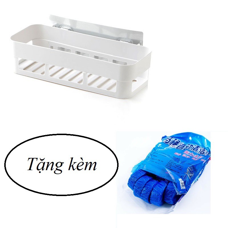 Kệ dán tường chữ nhật nhà tắm nhà bếp+Tặng kèm 10 viên tẩy bồn cầu