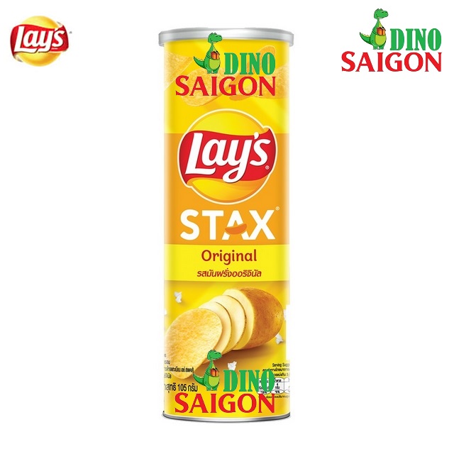 Combo 4 Hộp Bánh Snack Khoai Tây Lay's Stax Thái Lan 105g Mix 2 vị Tự Nhiên Và Kem Chua Hành