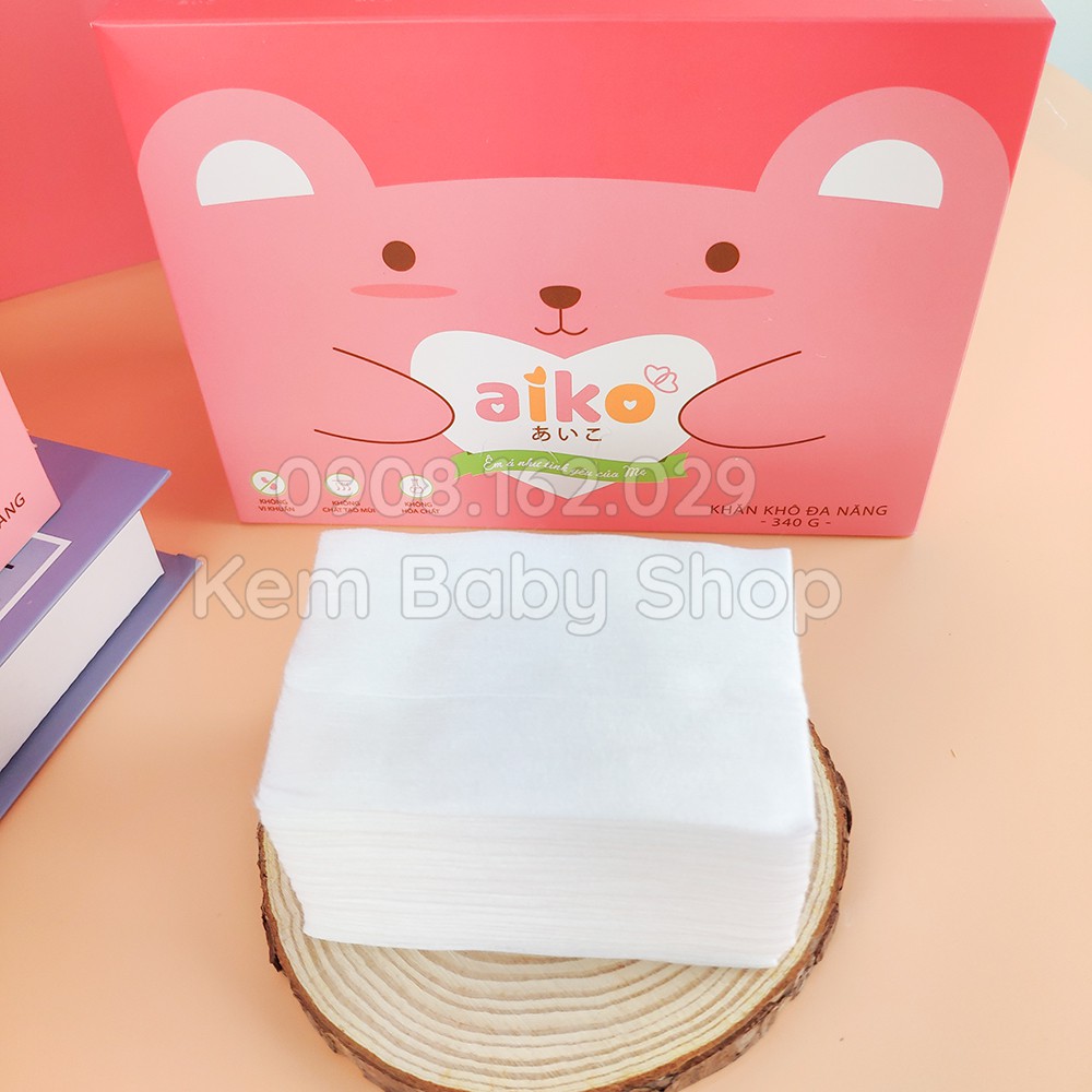 Khăn vải khô đa năng cho bé Aiko 340g (160 tở)