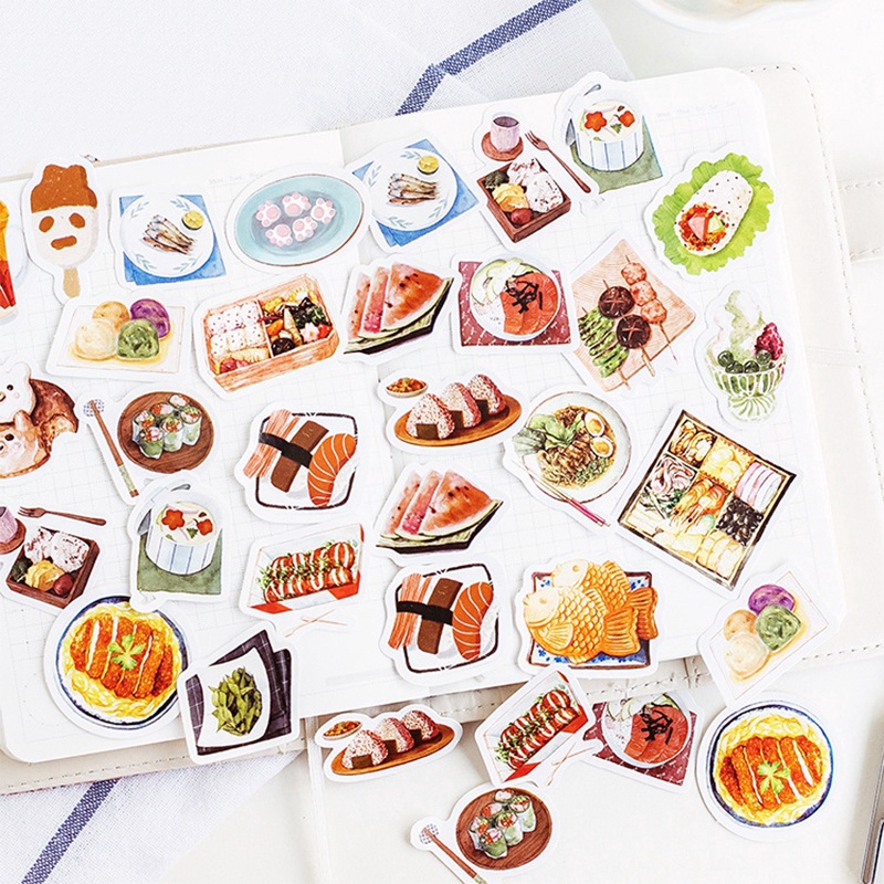 Set 46 Miếng Dán Trang Trí Sổ Tay/Nhật Ký Hình Thức Ăn Yummy DIY