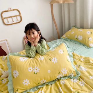 Set cotton đũi bèo (4món) hoa vàng