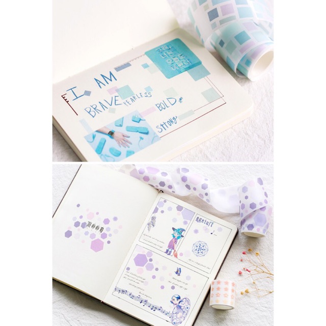 Băng dính washi tape chấm bi trang trí planner WST126