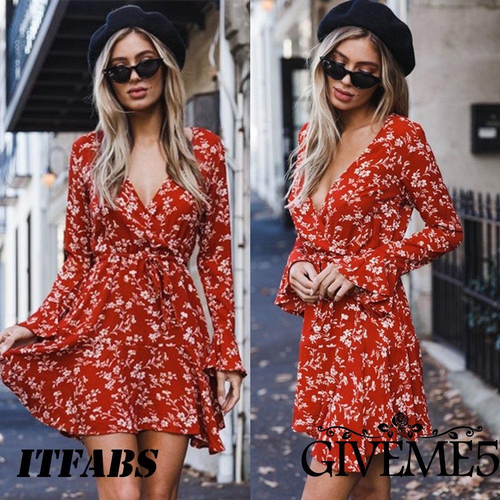 Đầm dài tay in họa tiết phong cách bohemian thanh lịch dành cho nữ