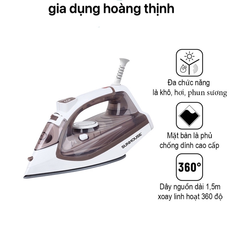 Bàn là hơi nước cao cấp  sunhouse 2066 công suất 2000w hàng chính hãng giá tốt