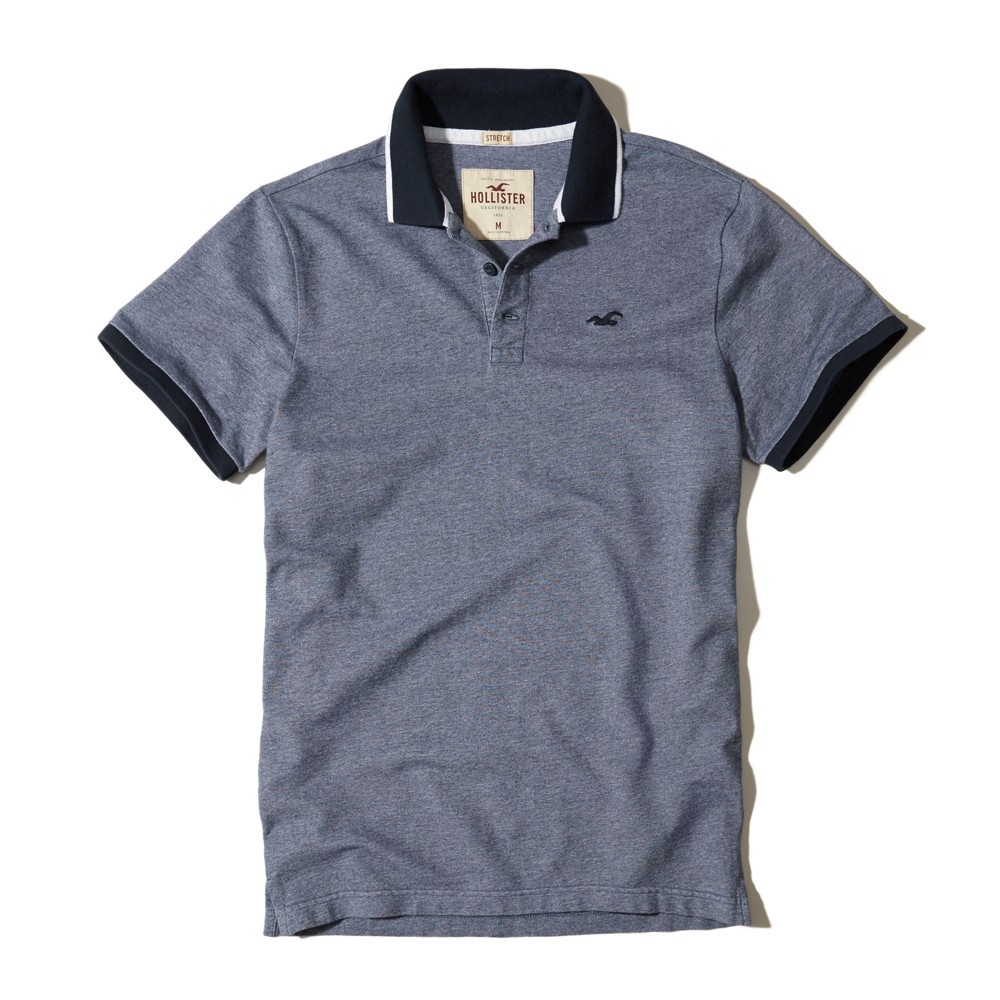 Áo thun nam Hollister HOL-PO251 Stretch Pique Icon Polo heather blue
