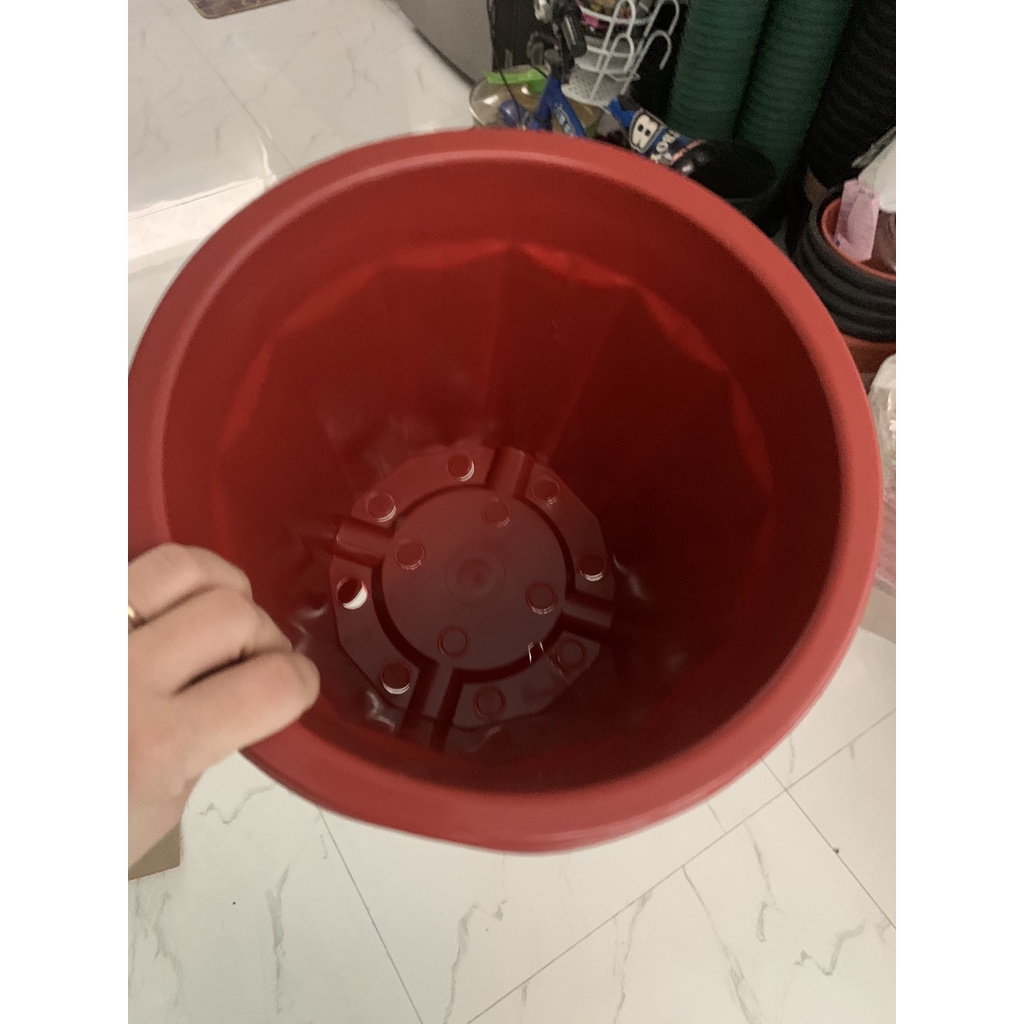 Chậu nhựa trồng ươm cây hoa E300 - 5 chậu màu nâu, hàng loại 1 nhựa dày dẻo KT 26x24cm