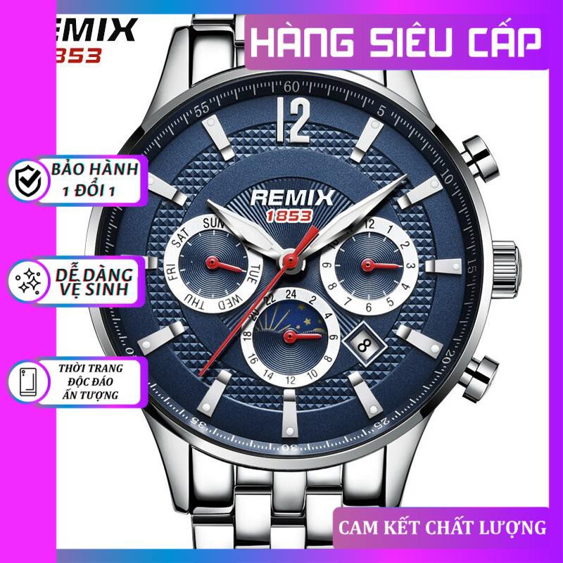 Đồng Hồ Nam REMIX Sang trọng – Dây Thép Không Ghỉ – Chống Nước Cực Tốt – Tặng Kèm pin dự phòng DH