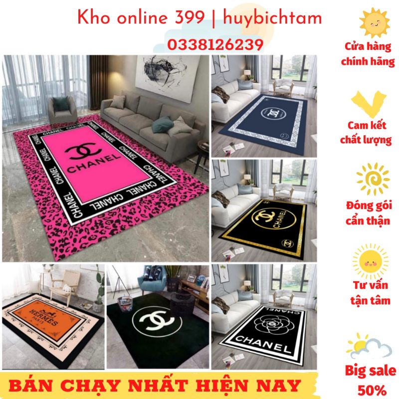 💥 RẺ VÔ ĐỊCH 💥 Thảm trải sàn bali 5D mẫu chanel, thảm trải sàn lì mẫu thương hiệu 1m6x2m3 trang trí nhà cửa