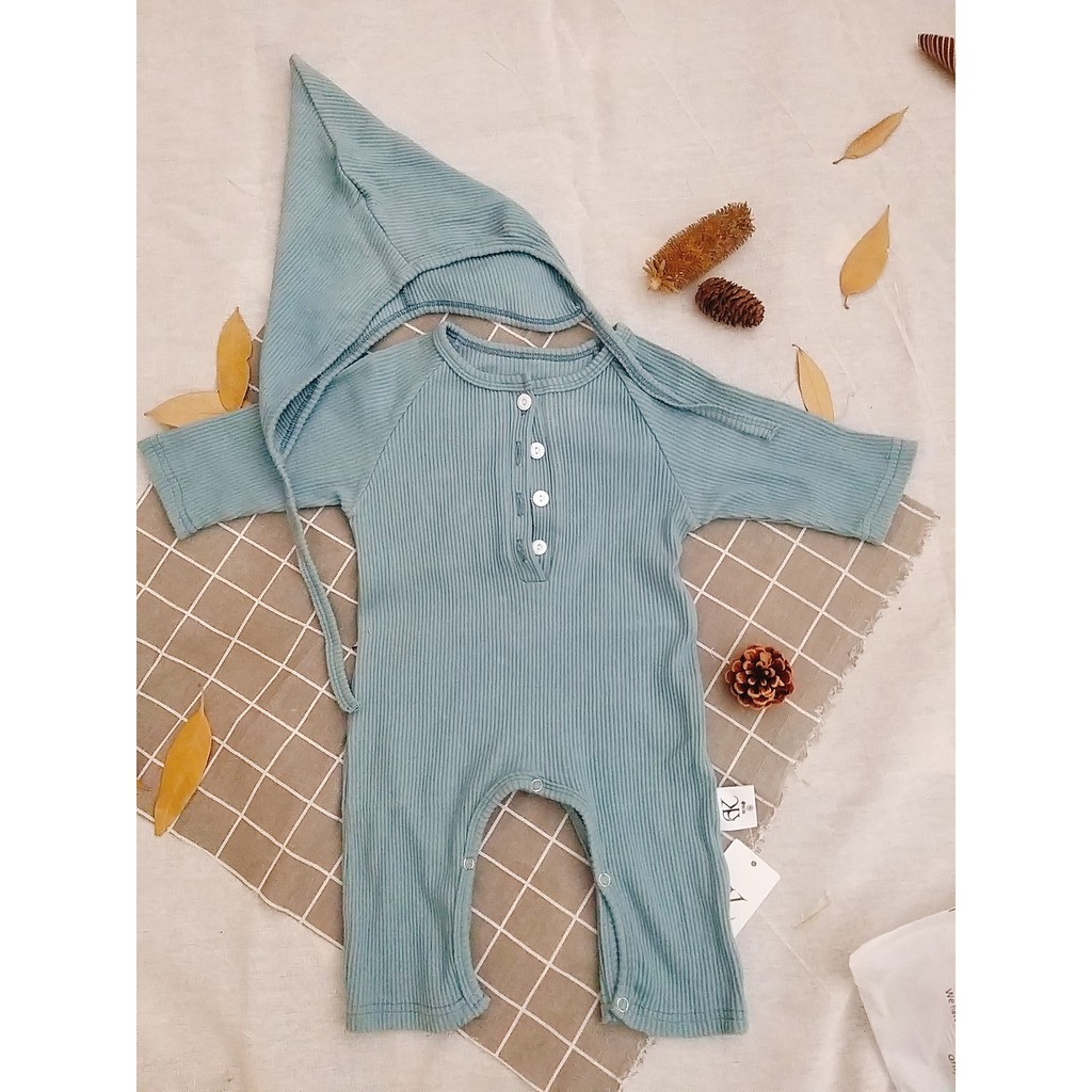 (6-12M) Jumpsuit dài kèm mũ cho bé