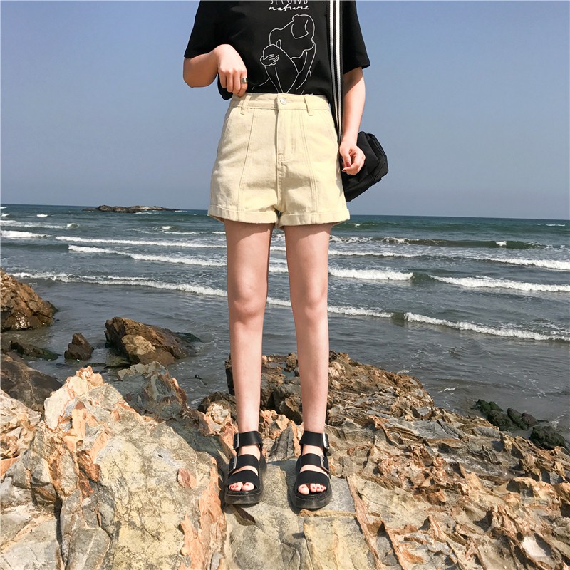 Quần short kaki nữ cạp cao ống rộng, quần sooc đùi nữ lưng cao ống rộng ulzzang phong cách Hàn Quốc C1 | BigBuy360 - bigbuy360.vn
