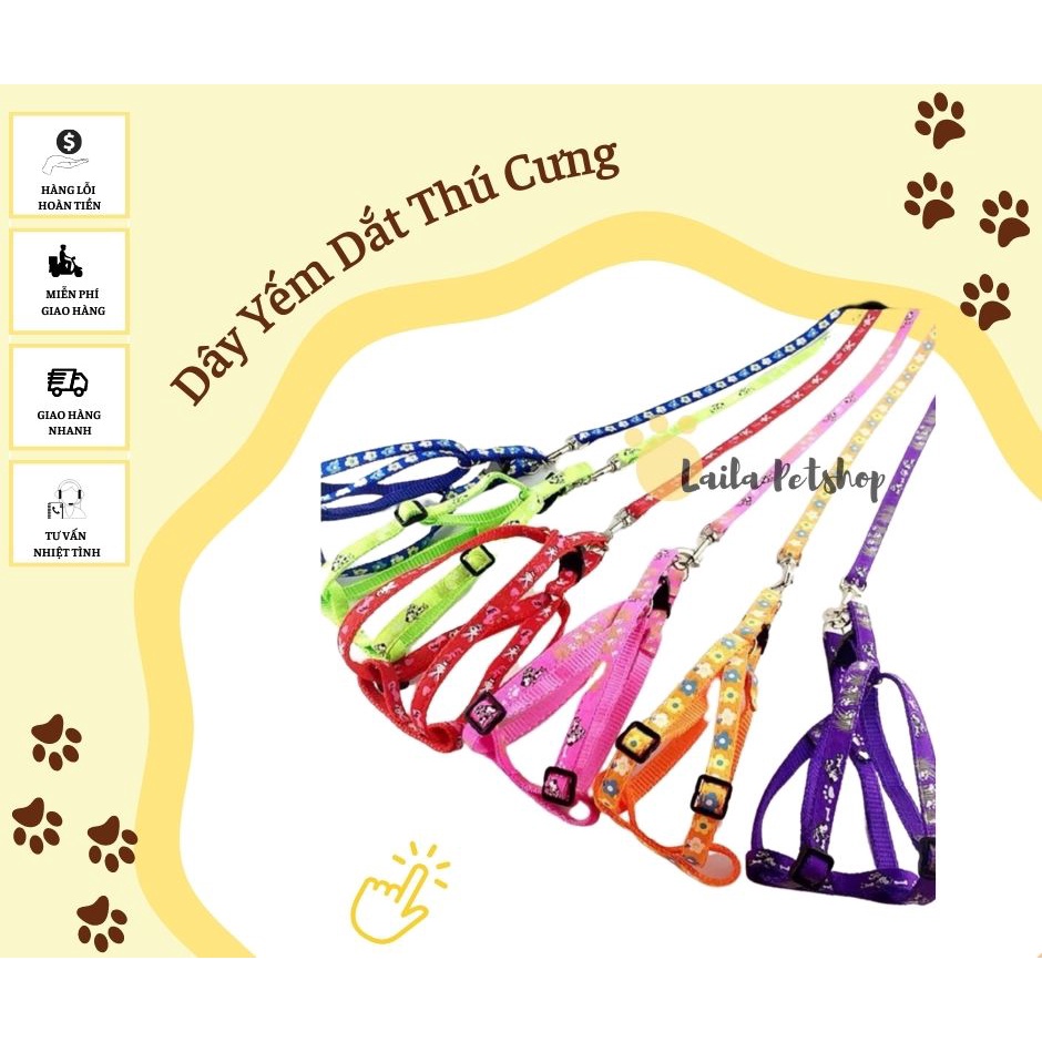 Dây Yếm Dắt Thú Cưng Đi Dạo - Phù hợp Cho Bé Dưới 5KG - Laila Petshop