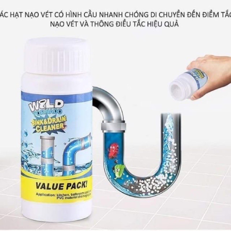 Lọ bột thông cống trắng wold 110g