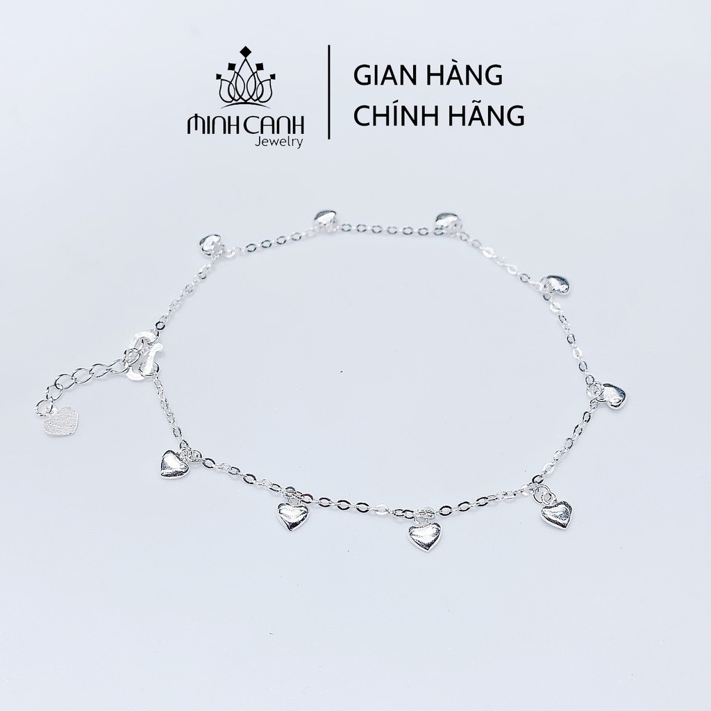 Lắc Chân Bạc Chuỗi Tim Trơn - Minh Canh Jewelry