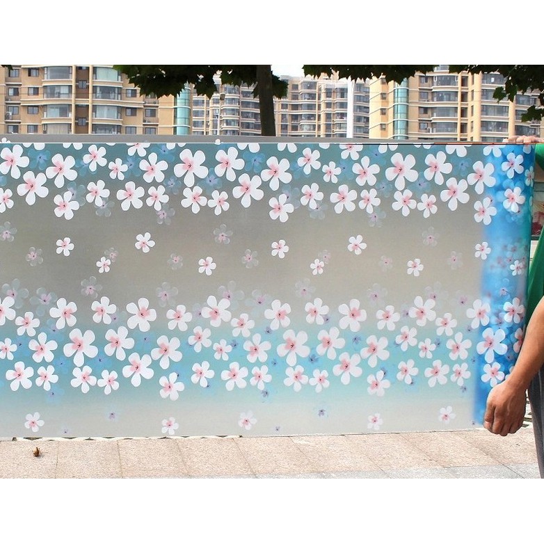 Giấy dán kính hoa lài xanh dương - khổ rộng 0.45m