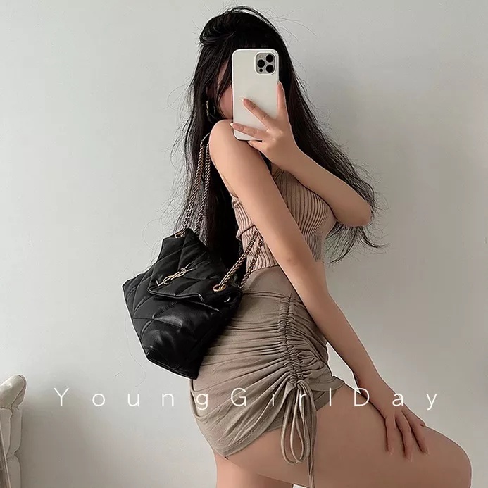 Cocory vn Áo dệt kim thiết kế chéo dây thời trang mùa hè quyến rũ cho nữ