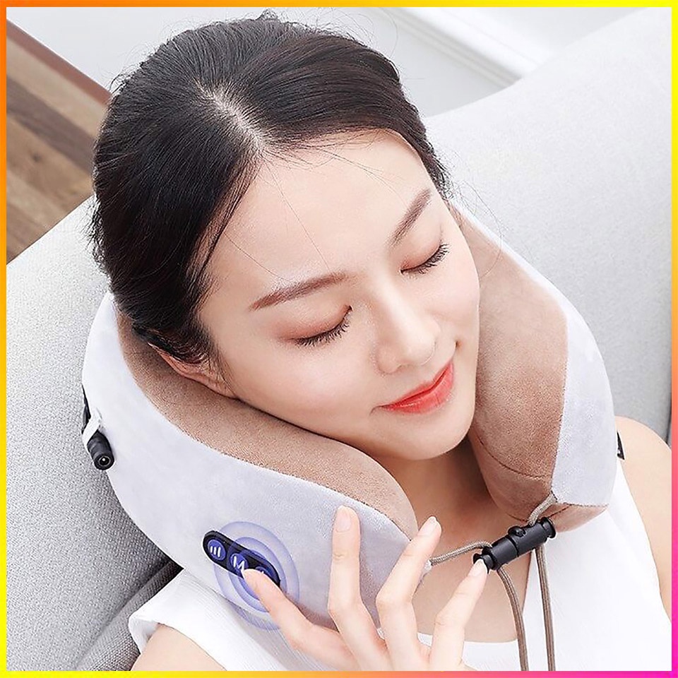Gối Massage Cổ Vai Gáy Chữ U Đa Năng Cao Cấp, Máy Massage Cổ Hiệu Quả Kiêm Gối Ngủ