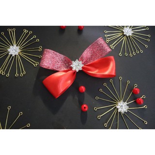 [ Mã HYLY10 giảm 10K đơn 20K] kẹp tóc lụa đỏ phối lụa nhũ đỏ cách điệu handmade