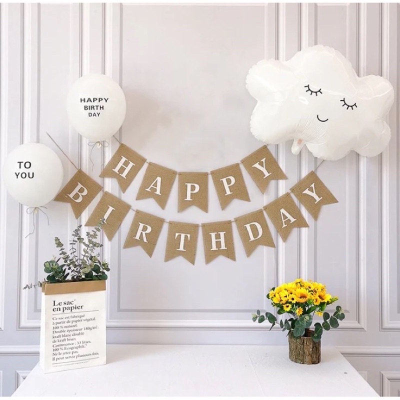 Dây chữ happy birthday, dây chữ trang trí sinh nhật chất liệu giấy ép kim nhiều màu