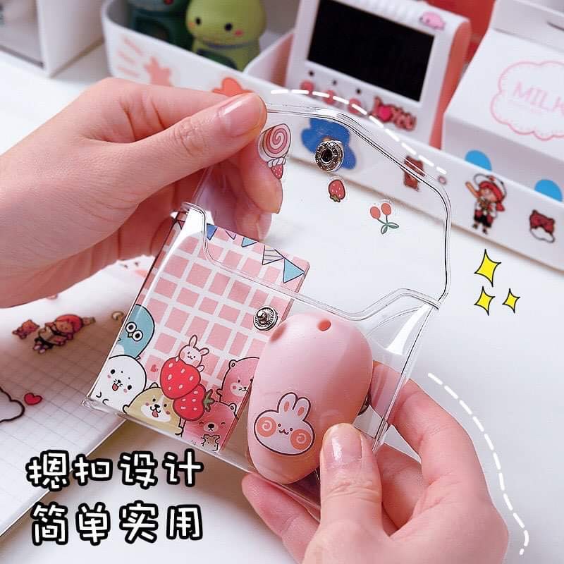 MINI WALLET/CARD HOLDER - ví mini trong suốt, ví mini có viền vải đựng phụ kiện - Tiệm nhà chun