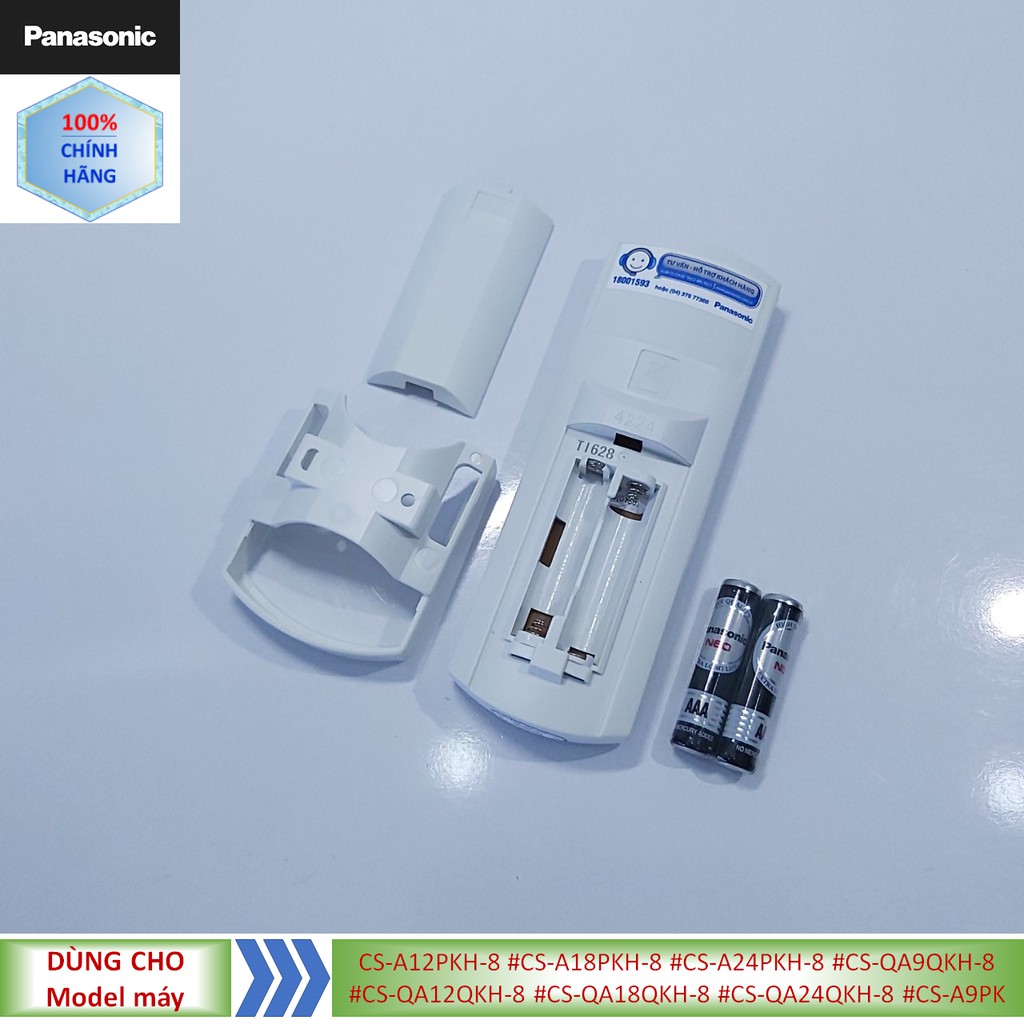 Phụ kiện [Remote chính hãng] Điều khiển điều hòa Panasonic model CS-A12PKH-8 #CS-A18PKH-8 #CS-A24PKH-8 + tặng cặp pin 3A
