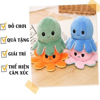 Bạch tuộc cảm xúc hai mặt có đèn phát sáng size 20cm, đồ chơi thú bông Doli Kids