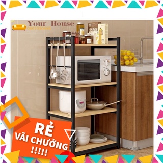 Kệ lò vi sóng 4 tầng, khung sắt mặt gỗ siêu bền- đẹp dothanhtam728852