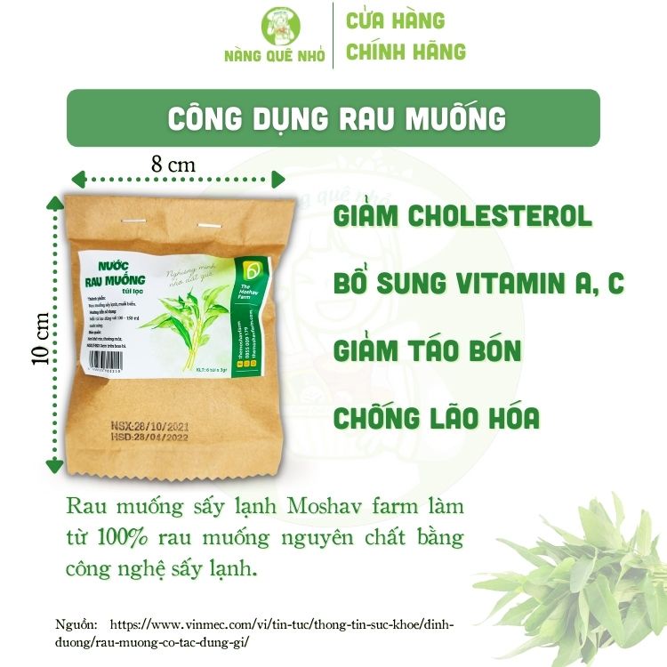 Rau Muống Sấy Lạnh The Moshav Farm Siêu Ngon Tiện Dụng Gói 5 Túi Lọc