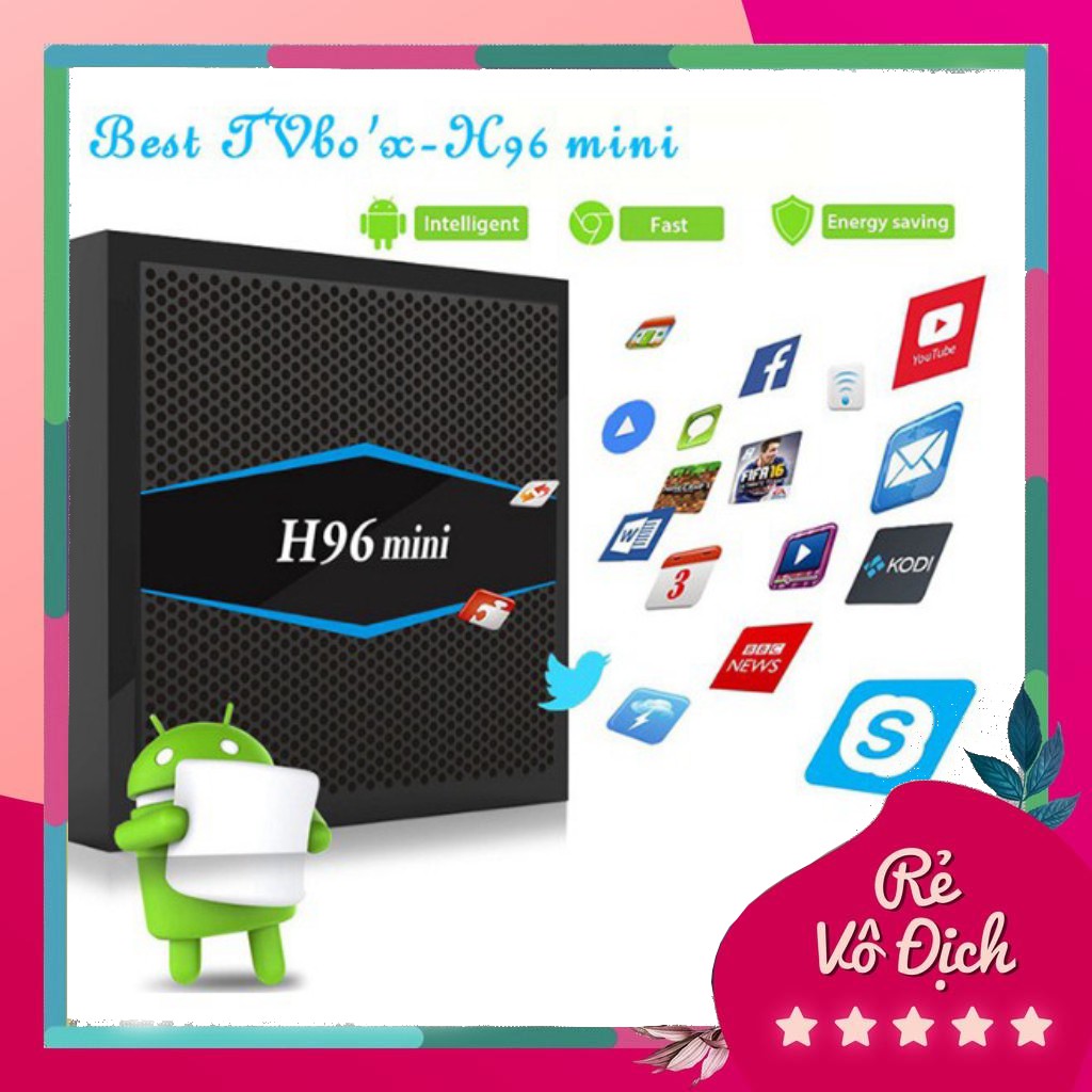 Android Tivi Box H96 mini 2G Ram và 16G bộ nhớ trong Chip s905w tặng dây AV biến tivi thường thành t