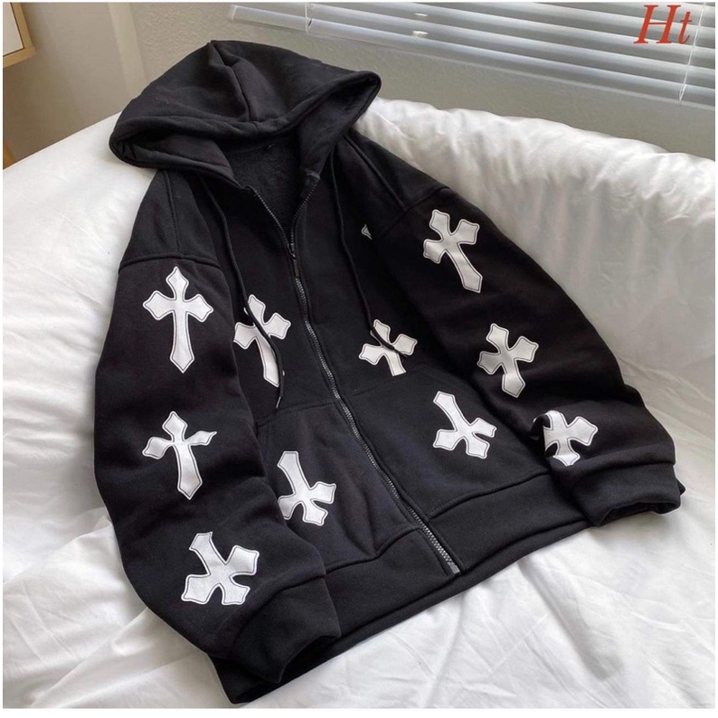 Áo khoác nỉ cotton chữ thập toàn thân H2A758