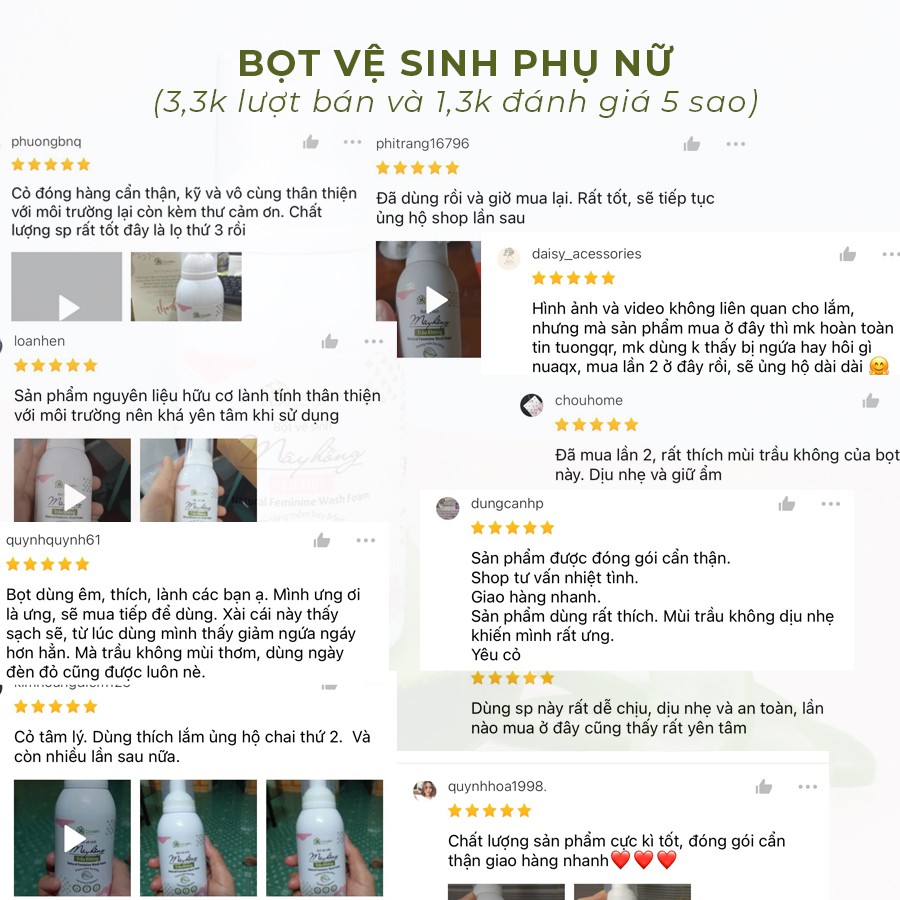 Bọt vệ sinh phụ nữ Mây Hồng Cỏ Mềm 150ml