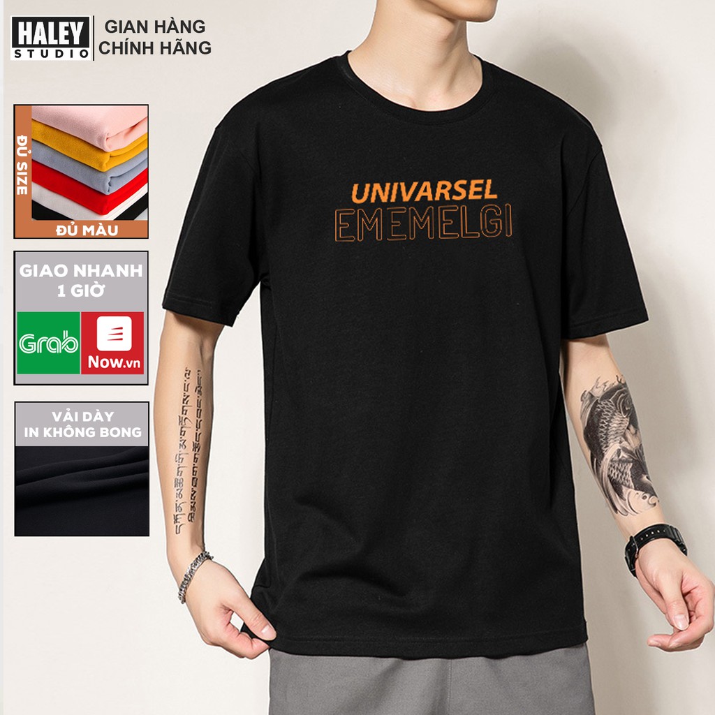 Áo Thun Unisex Tay Lỡ HALEY Form Rộng Nam Nữ Univarsel Ememelge cotton phong cách Hàn Quốc CTN104 chất cotton
