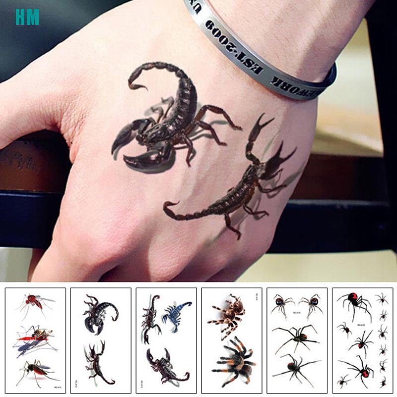 SCORPION (Hàng Mới Về) Hình Xăm Dán Tạm Thời Hình Nhện Bò Cạp 3d Độc Đáo