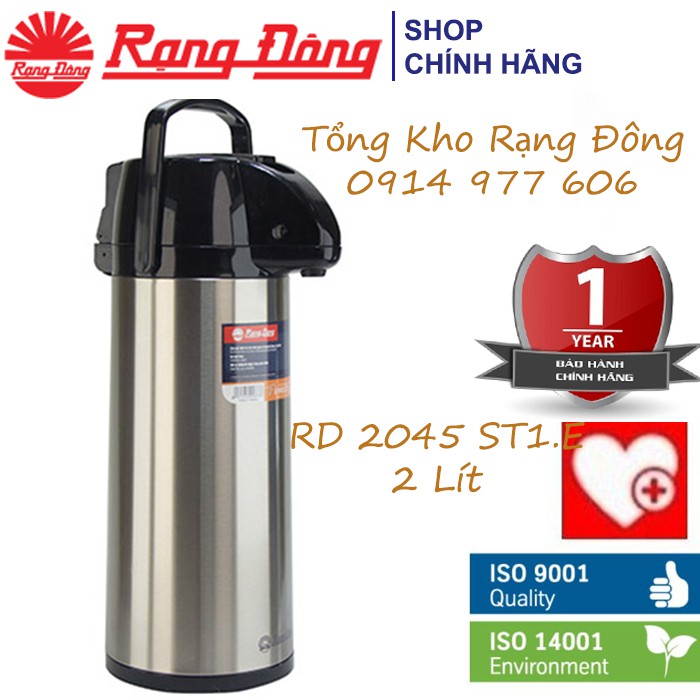 [CHÍNH HÃNG] Phích Đựng Nước Nóng Rạng Đông, Có Cần Gạt 2 lít - Bảo Hành 1 Năm -  Model: RD 2045 ST1.E