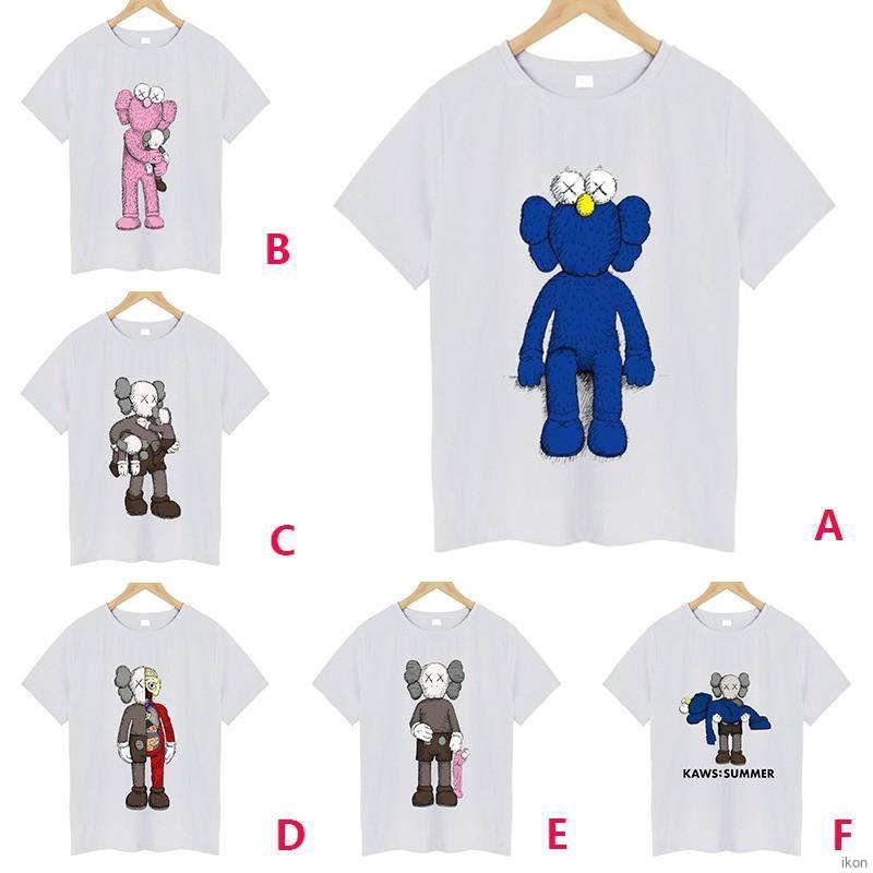 Áo thun cặp in hình hoạt hình Sesame Street kaws Joint new