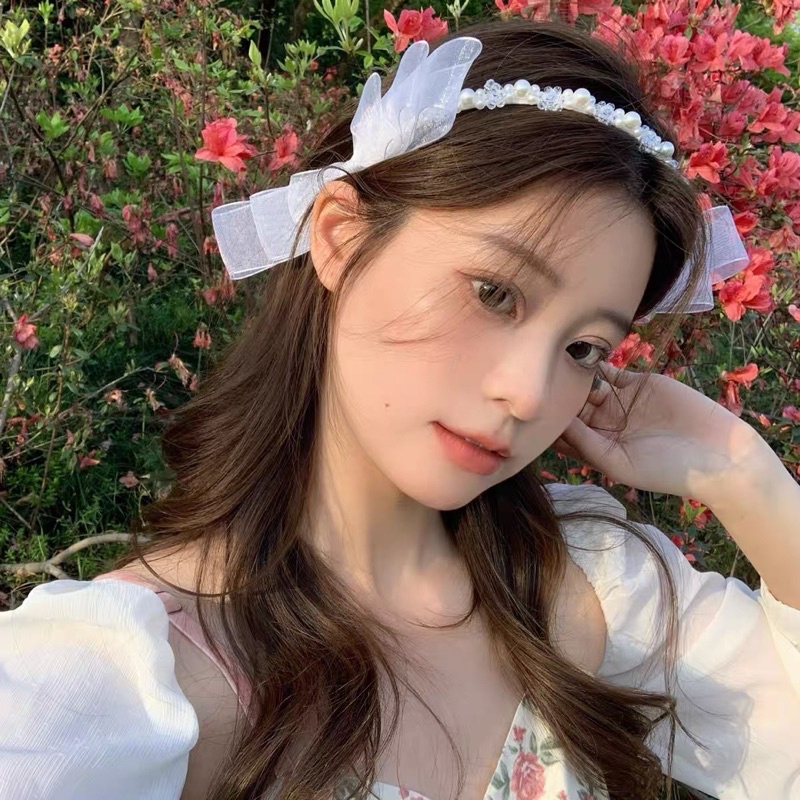 Bờm tóc hạt phối nơ voan 2 lớp chụp ảnh nàng thơ mã RG-99