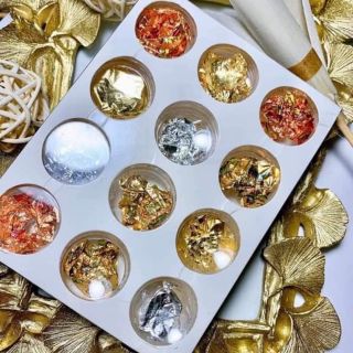 Set 12 ô giấy bạc nhún trang trí móng
